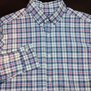Vineyard Vines Plaid Classic Fit Murray Shirt Button Up Mens Sz Medium Blue Red